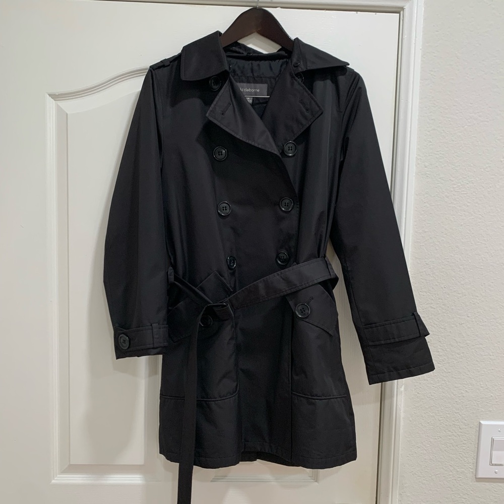 Liz Claiborne Elegant Black Trench Coat